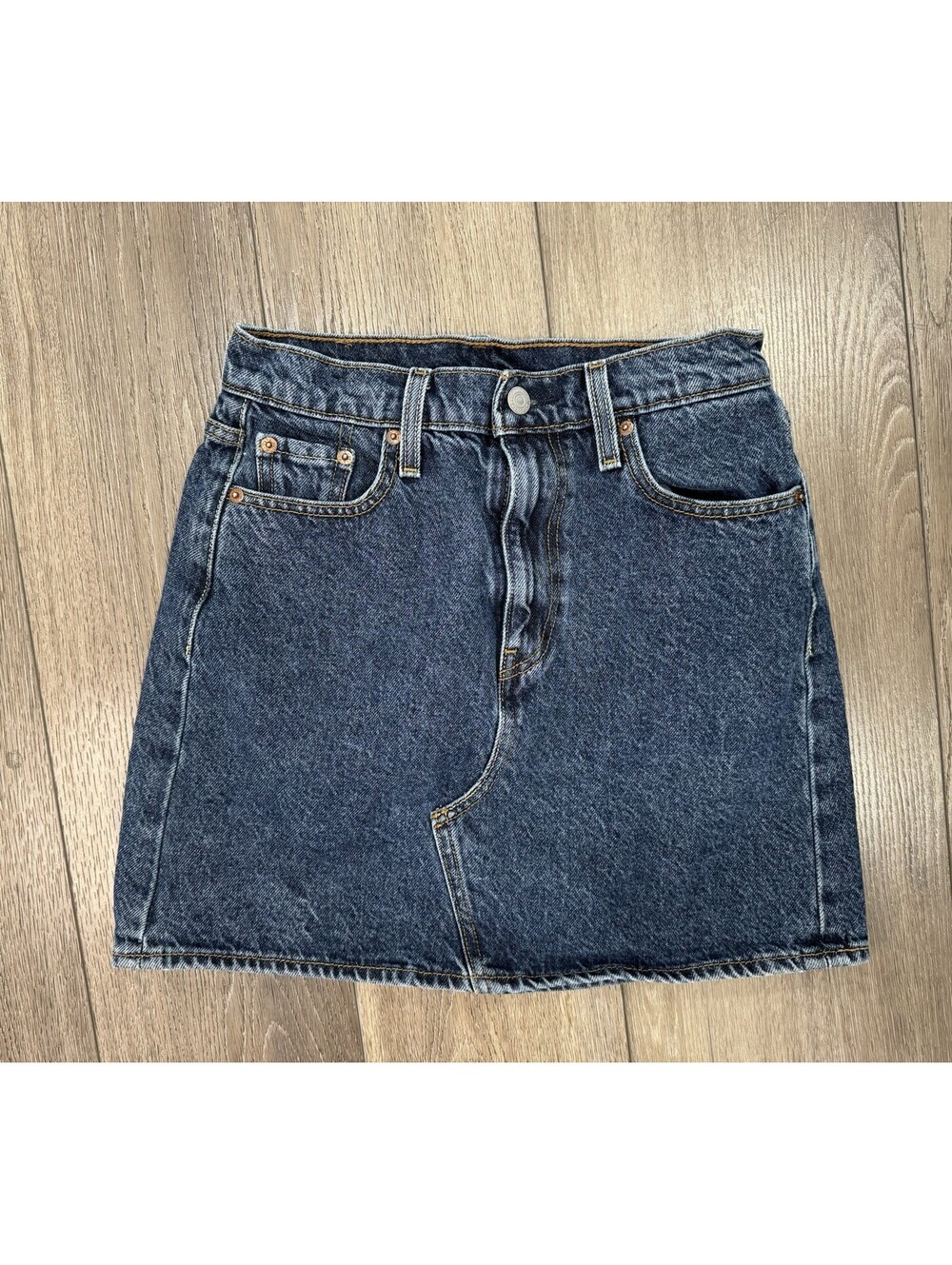 Levi's Blue Womens Denim Mini Skirt Sz 26 Blue Short Mini Zip